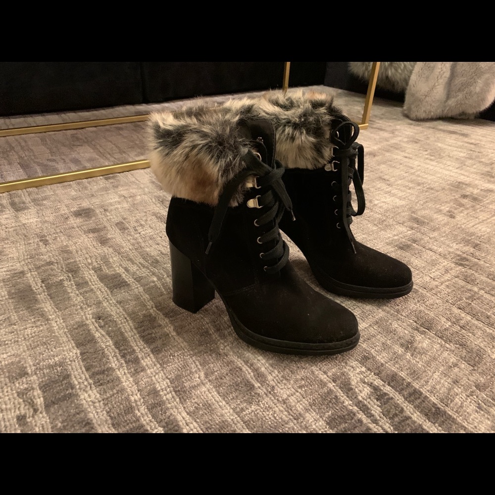 Black suede booties